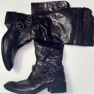 Born Crown Burgundy Leather Knee High Tall Riding Boots Women’s Size 5/35.5